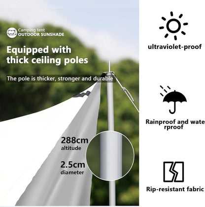 Teenza Tarp 3x4m Wasserdicht Zeltplane mit Stützstangen Oxford