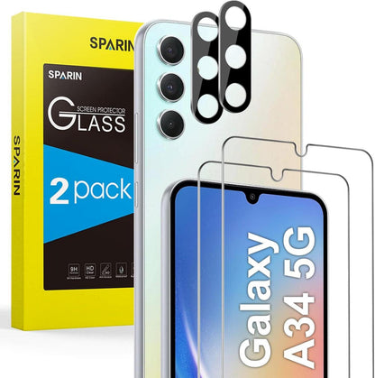 Panzer Schutzglas Samsung Galaxy A34 5G 9H 2 Schutzfolien Kamerafolie
