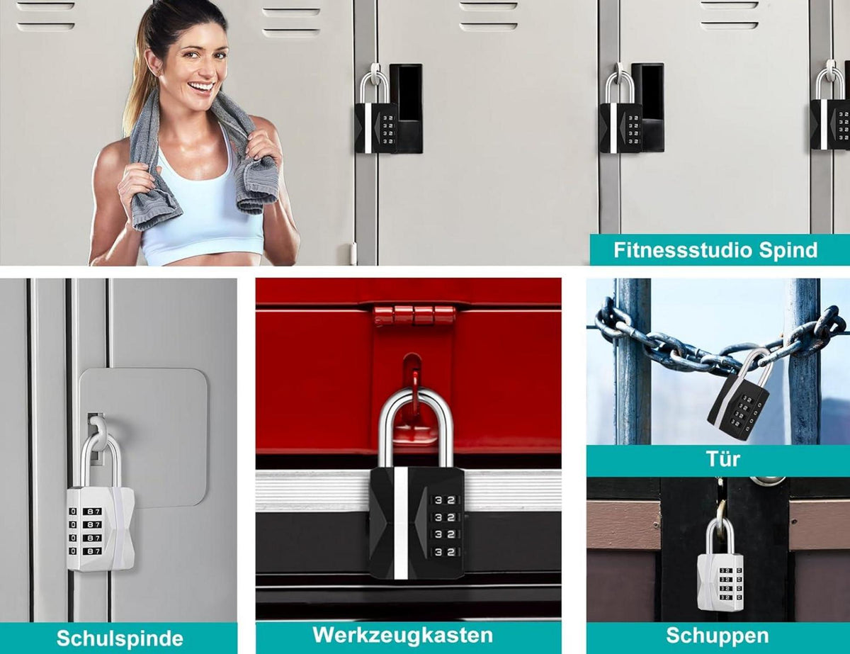 Zahlenschloss Vorhängeschloss Große Weiße Zahlen Fitnessstudio Spind