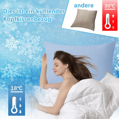 Kühlender Kissenbezug 40x40 cm Blau 2er Set mit Reißverschluss