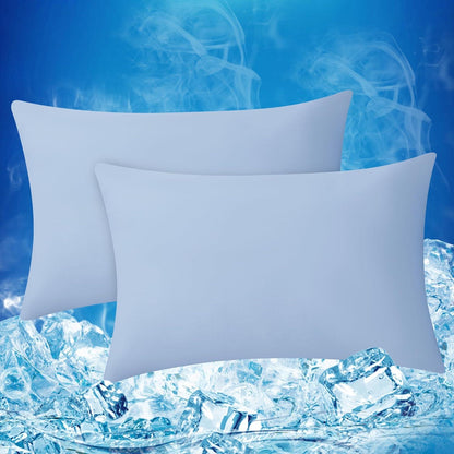 Kühlender Kissenbezug Lyocell Superweich Blau 40x80 cm 2er Set