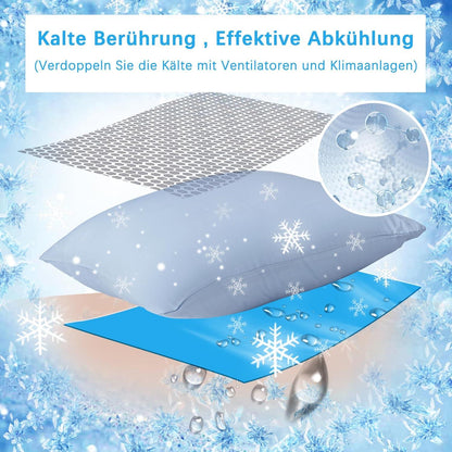 Atmungsaktiver Kühlender Kissenbezug 40x80 cm Blau 2er Set