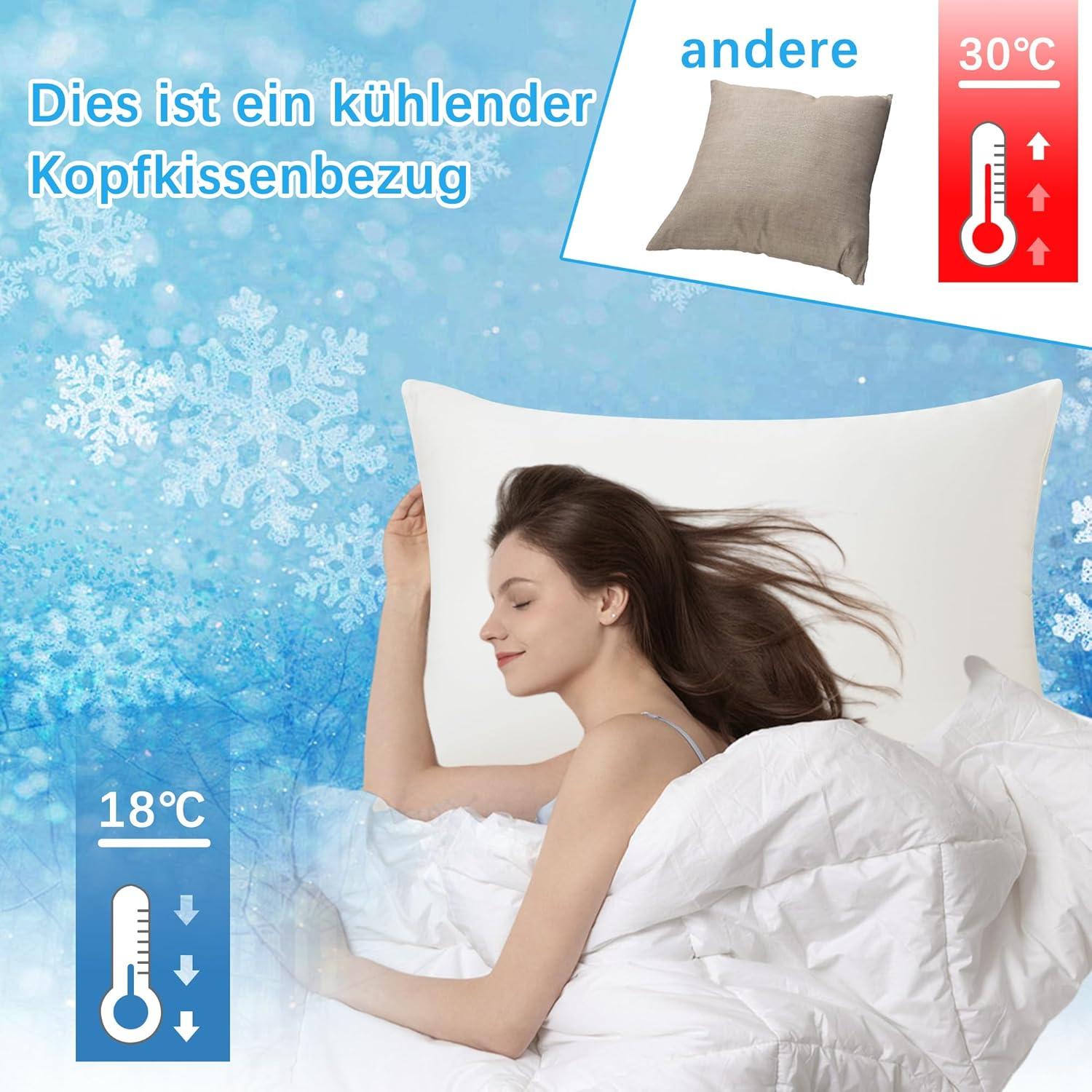 ATsense 100% Lyocell Kühlfaser Kissenbezüge 40x40 cm Weiß 2er Set