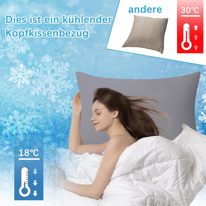 Kühlender Kissenbezug 40x80 cm 2er Set Dunkelgrau Atmungsaktiv Lyocell
