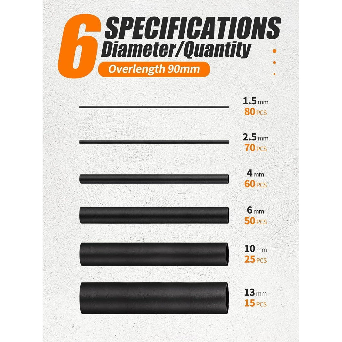 Schrumpfschlauch Set extra lang 300 Stück 90mm wasserdicht 2:1