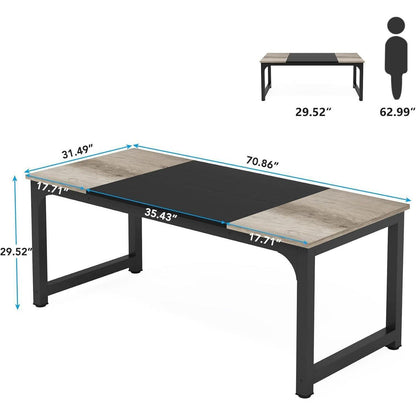 Schreibtisch 180x80cm Schwarz Vintage Grau Home Office Bürotisch