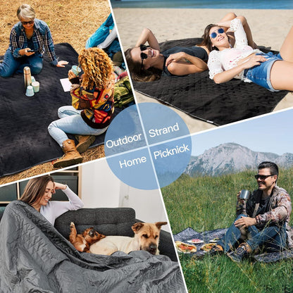 Wasserdichte Schafwoll-Picknickdecke 140x200cm Outdoor Grau