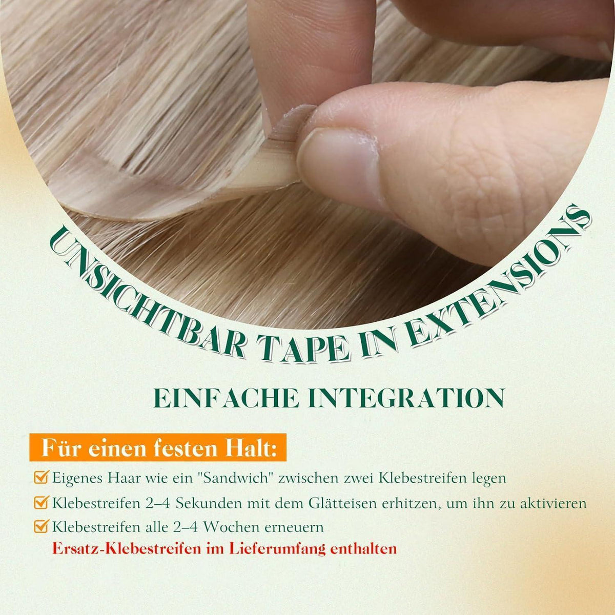 Blond Tape-in Haarverlängerung Echthaar 45cm #27/613