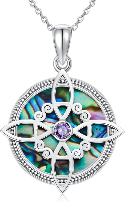 Hexenknoten Kette Sterling Silber Abalone Muschel Anhänger Wicca