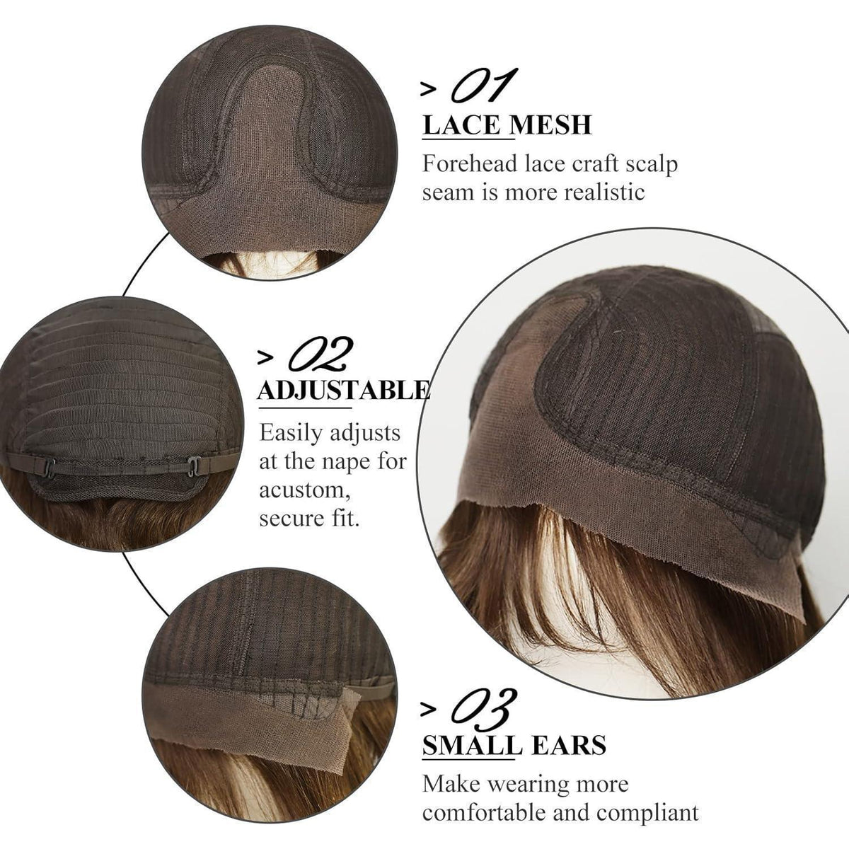 Echthaarperücke Wellig Pixie Cut Ombre Aschblond Mittel