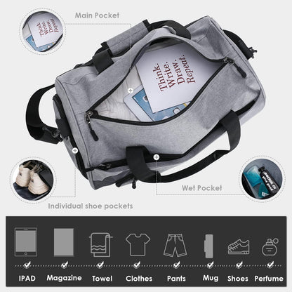 Leichte Faltbare Weekender Sporttasche mit Schuhfach