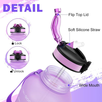 ETDW 2L Trinkflasche Sport mit Strohhalm, BPA