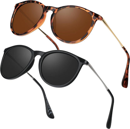 Polarisierte Retro Sonnenbrille Damen Runde UV400 Vintage Sunglasses
