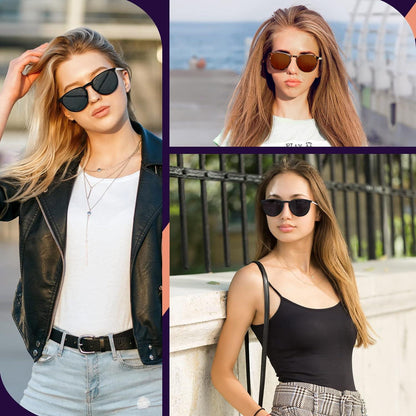Polarisierte Retro Sonnenbrille Damen Runde UV400 Vintage Sunglasses