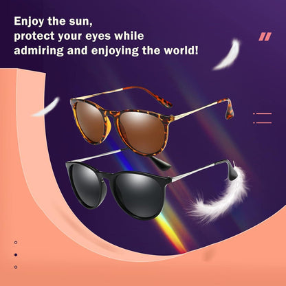 Polarisierte Sonnenbrille Damen Retro Runde UV400 Vintage Sunglasses