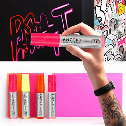 Acryl-Marker 15mm Keilspitze wasserfest 7er Set Neon Farben