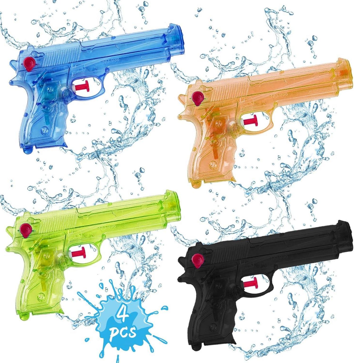 4er Set Mini Wasserpistolen für Kinder, Wasserspritzspielzeug
