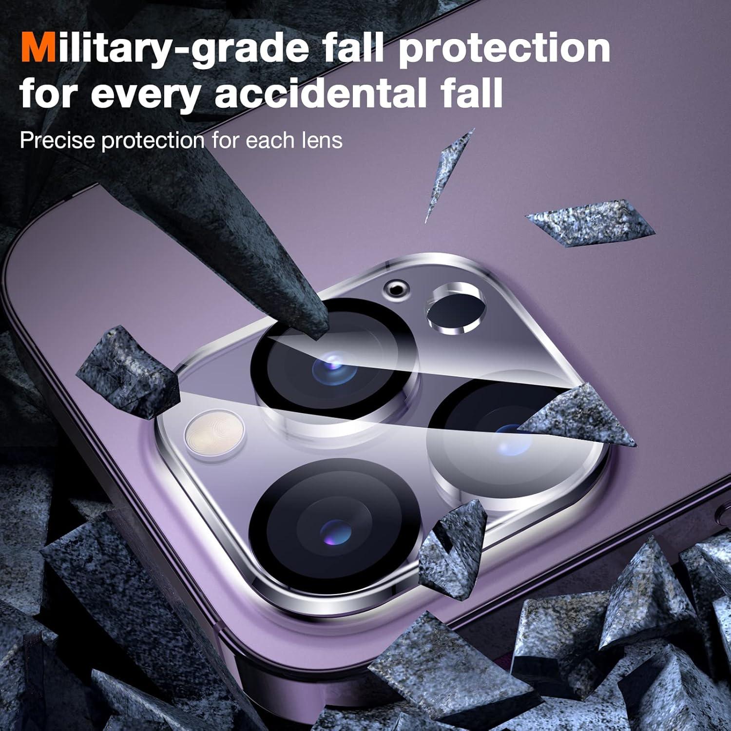 3er Set iPhone 14 Pro/14 Pro Max Kameraschutzfolie Blasenfrei Kratzfest Militärstandard Transparent