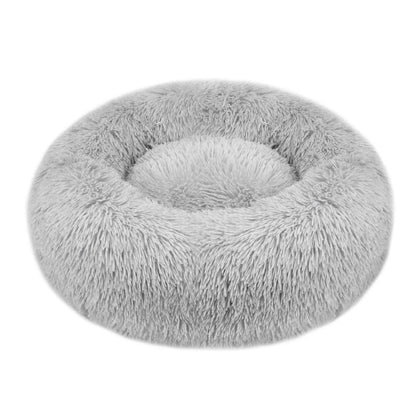 Rundes Donut Hundebett Flauschig Grau 70x70cm