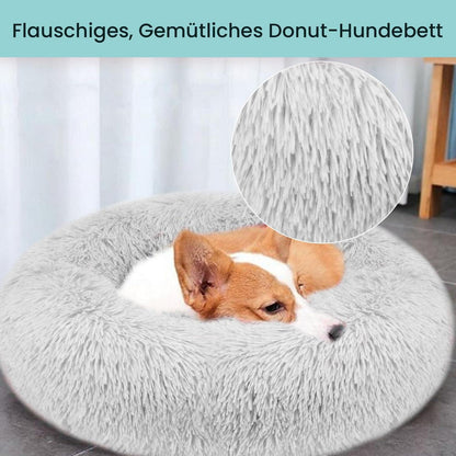 Rundes Donut Hundebett Flauschig Grau 70x70cm
