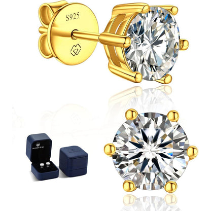 Moissanit Ohrstecker Gold 585, 1 Karat, Rosegold, Hypoallergen