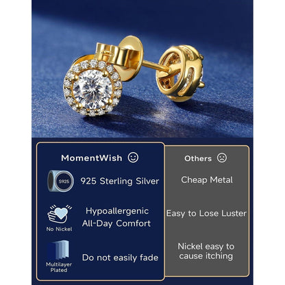 Moissanit Ohrstecker Gold 585, 1 Karat, Rosegold, Hypoallergen