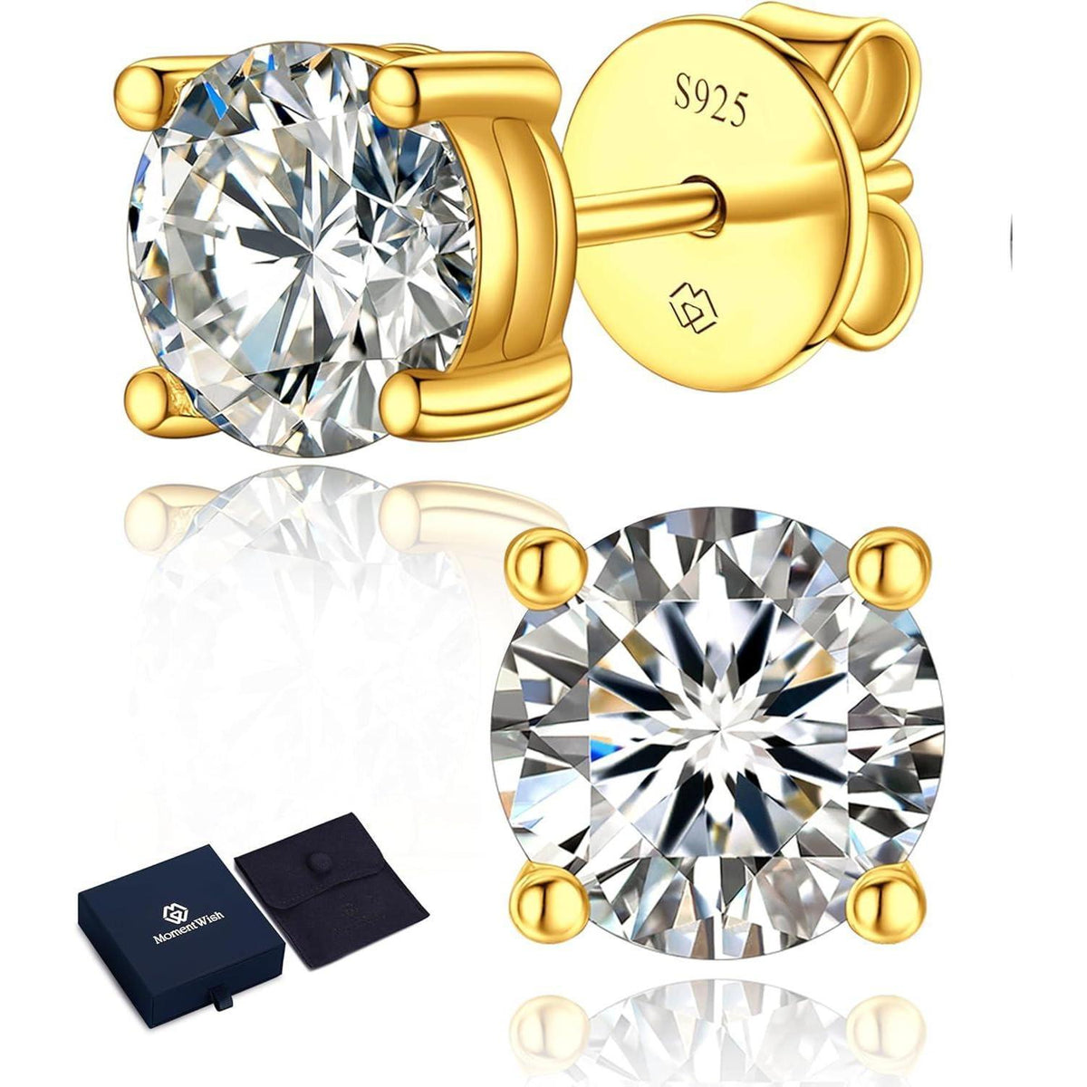 Moissanit Ohrstecker 585 Gold 2 Karat Rosegold Hypoallergen Geschenk Damen