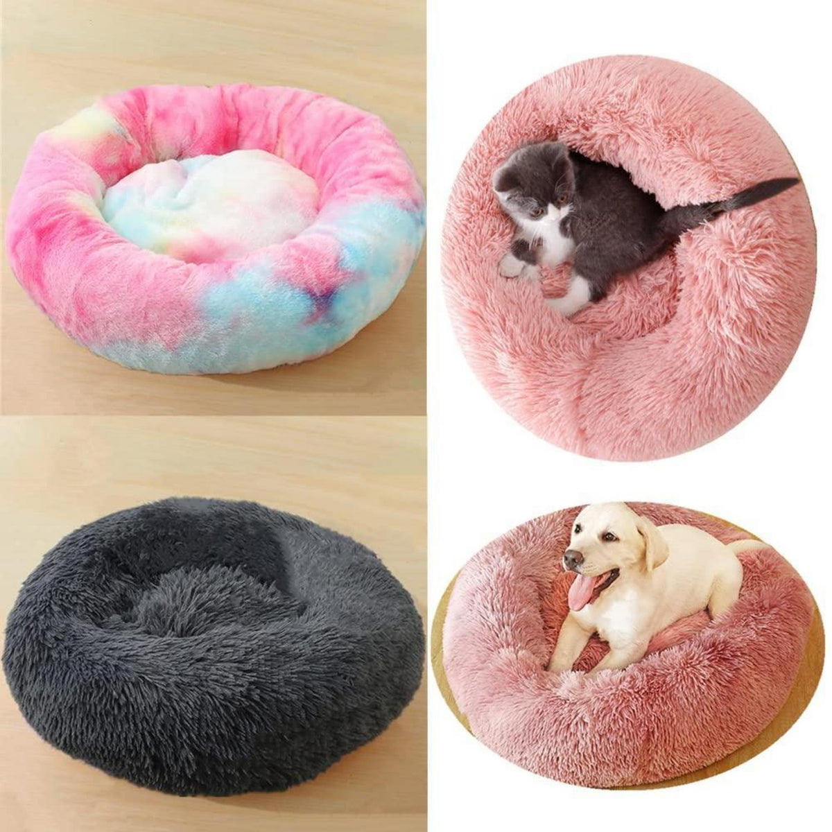 Flauschiges Hundebett Donut – 90cm Kaffee