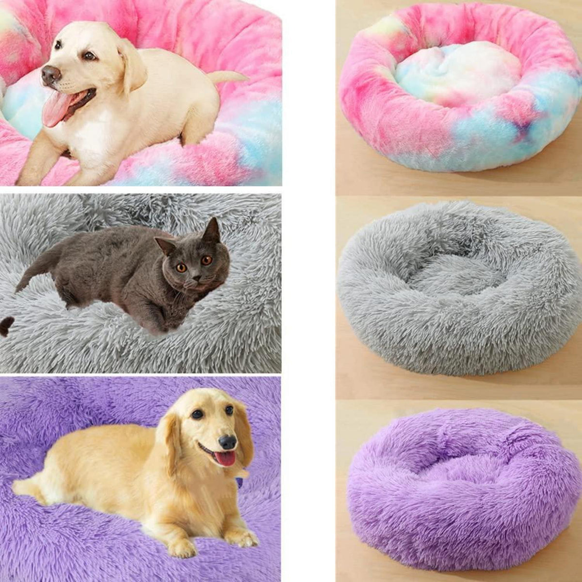 Flauschiges Hundebett Rund 100cm Kaffee – Waschbar & Rutschfest