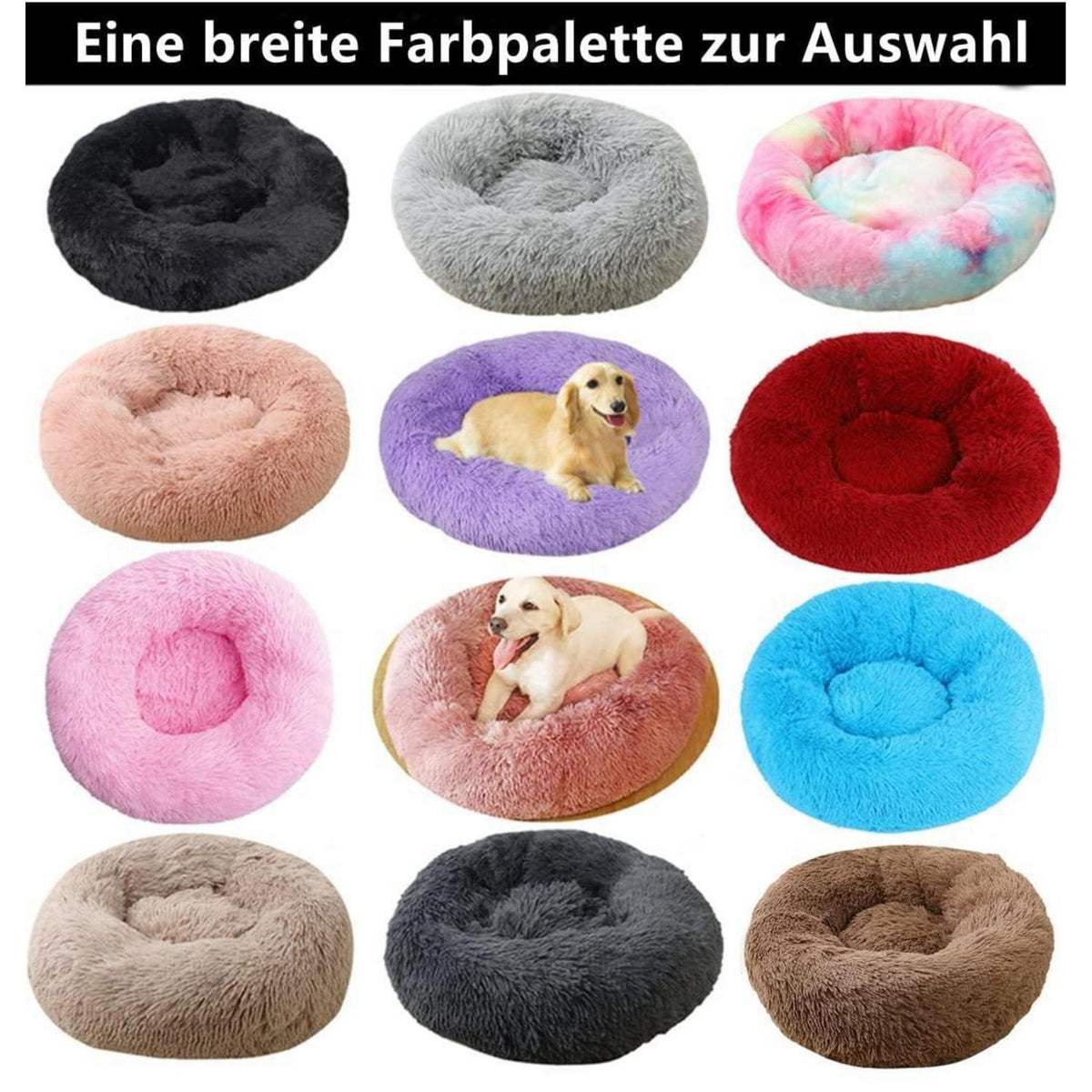 Flauschiges Hundebett Donut – Hellgrau, 100cm