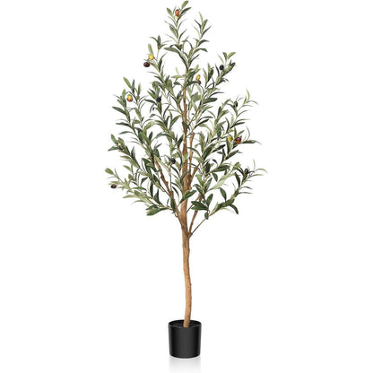 Künstlicher Olivenbaum 120cm mit Naturholzstamm und