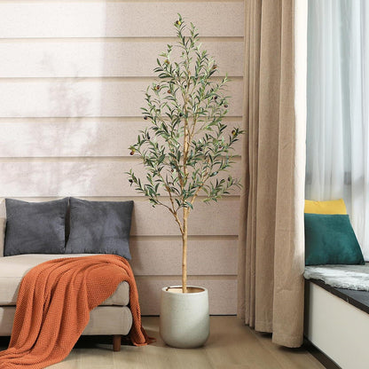 Künstlicher Olivenbaum 180cm Naturholzstamm lebensechte Früchte Oase