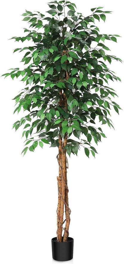 Kunstpflanze Ficusbaum 180 cm Naturholzstamm Büro Zuhause deco