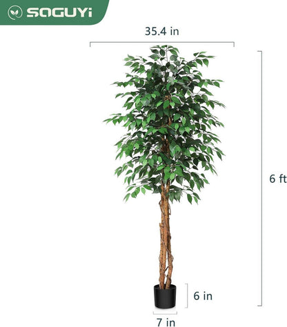 180 cm Kunstpflanze Ficusbaum Naturholz Stamm für Büro Zuhause deco