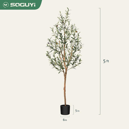 Künstlicher Olivenbaum mit Naturholzstamm und lebensechten