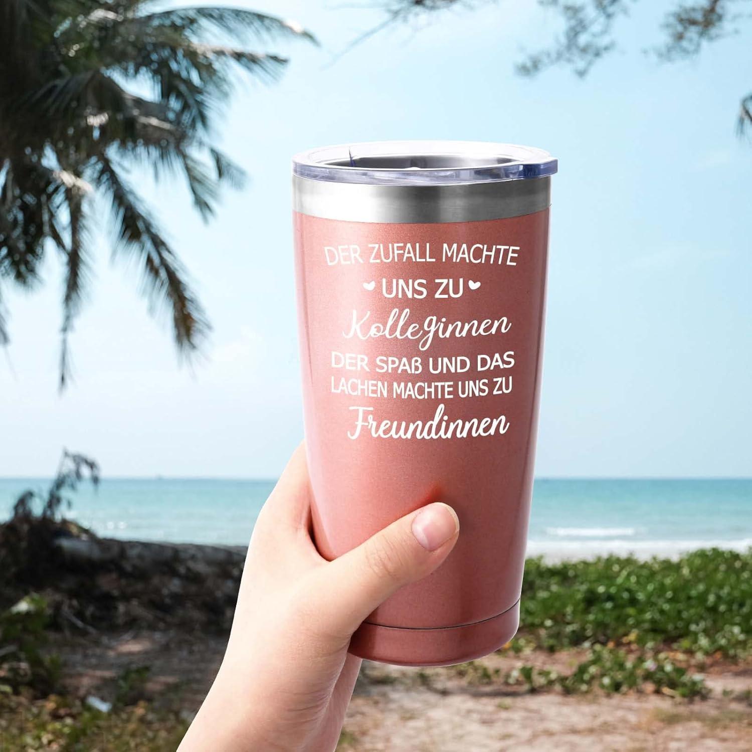 Livole Abschiedsgeschenk Kollegin Jobwechsel - 600ml Thermobecher mit Deckel und Strohhalm