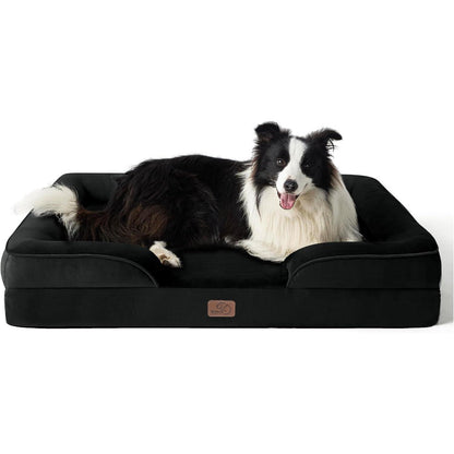 Orthopädisches Hundebett L 89x63 cm, Ergonomisches Hundesofa Schwarz