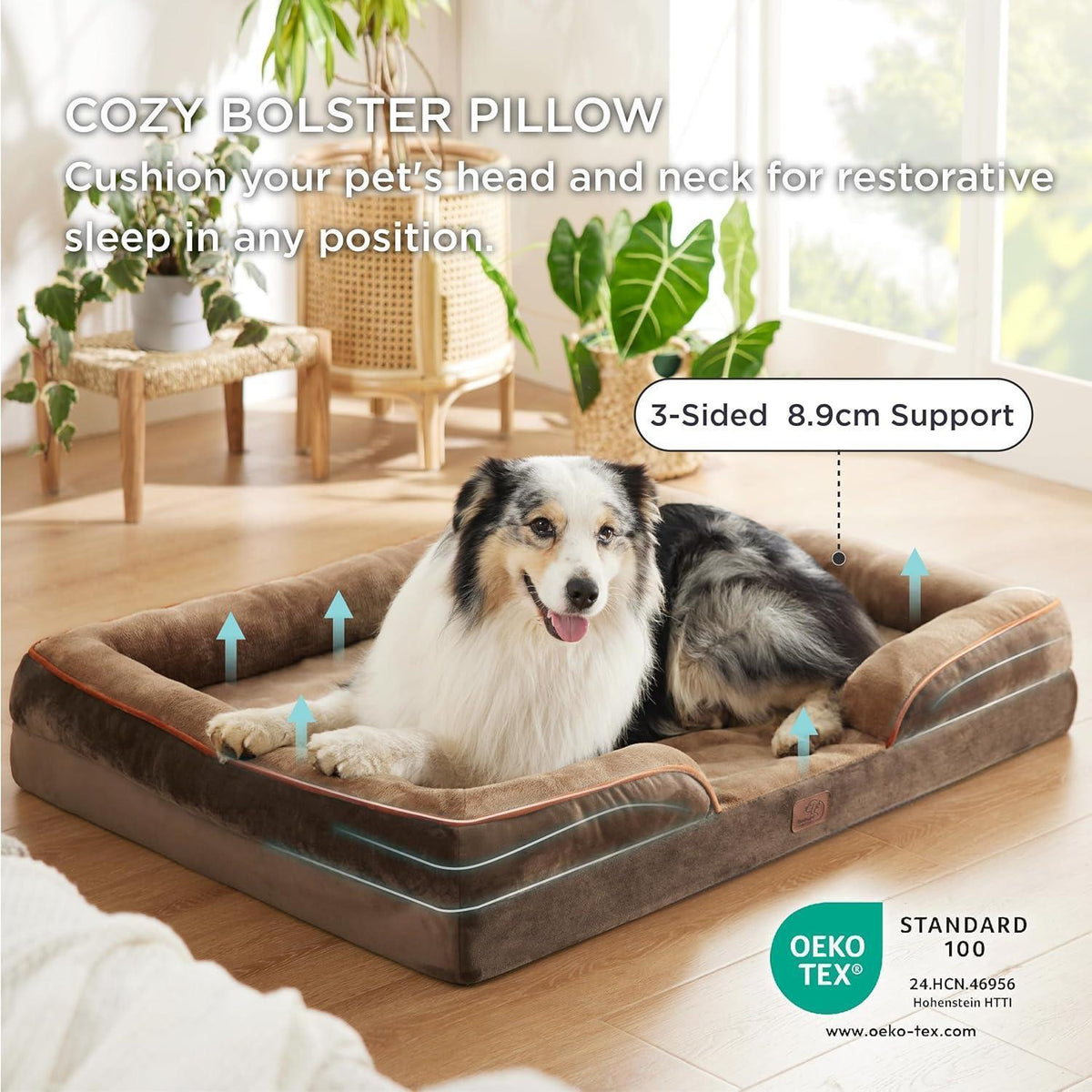 Orthopädisches Hundebett L 106x80cm, braun