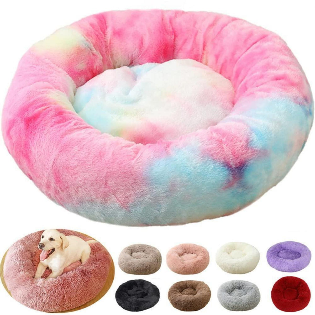 Flauschiges Hundebett Rund 90cm Rosa A