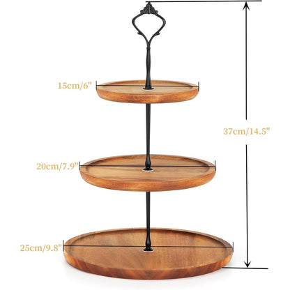 3-stöckiger Etagere Cupcake Ständer Holz Metallgriff