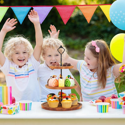 3-stöckiger Etagere Cupcake Ständer Holz Metallgriff