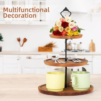 3-stöckiger Etagere Cupcake Ständer Holz Metallgriff