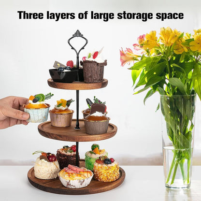 3-stöckiger Etagere Cupcake Ständer Holz Metallgriff