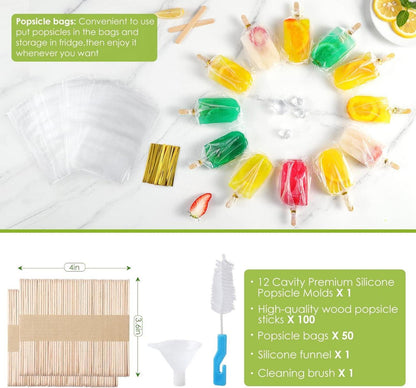 Silikon Eisformen Set Stieleisform Popsicle Formen BPA Frei 12er EOF