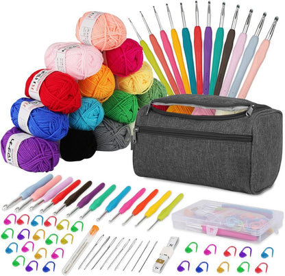 Häkelset 15Pcs Häkelnadeln Häkelgarn Ergonomisch Crochet Stricken