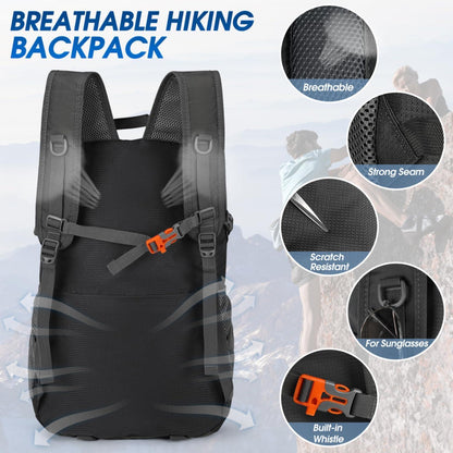 Wanderrucksack 40L Herren Damen Leicht Faltbar Wasserdicht Trekking Radfahren