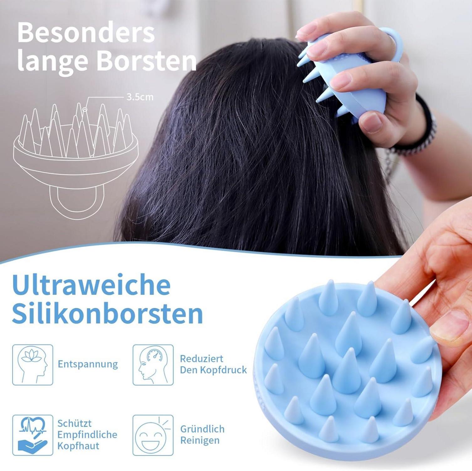 Kopfhaut Massagebürste Silikon Haarmassagebürste Shampoo Bürste Blau
