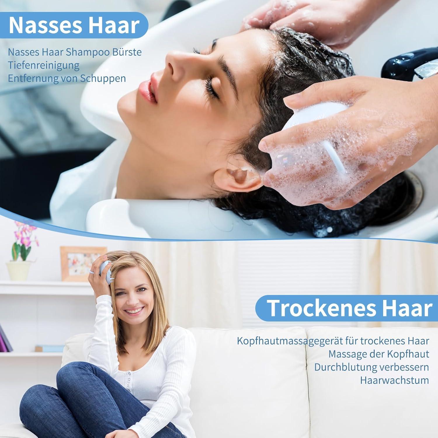 Kopfhaut Massagebürste Silikon Haarmassagebürste Shampoo Bürste Blau