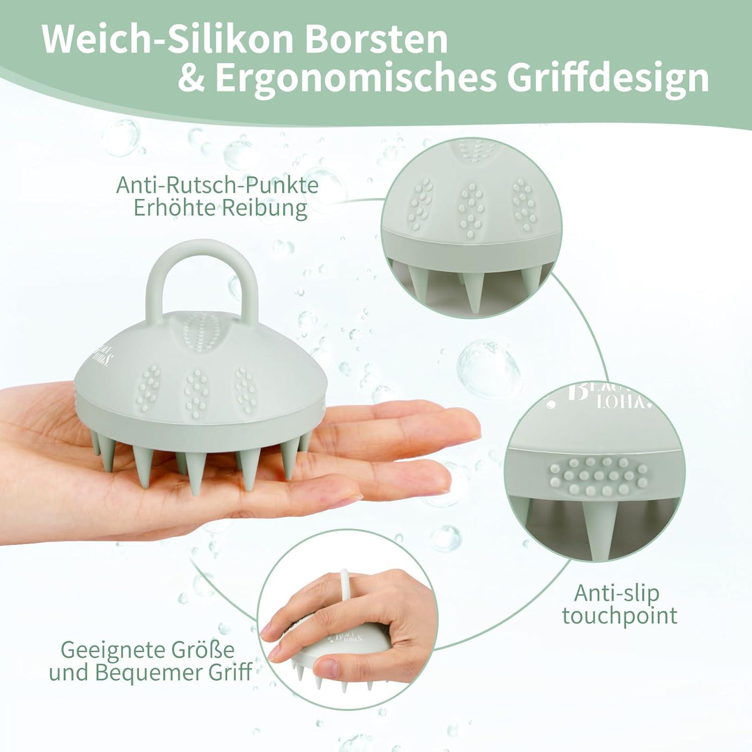 Kopfhaut Massagebürste 100% Silikon Haarwaschbürste