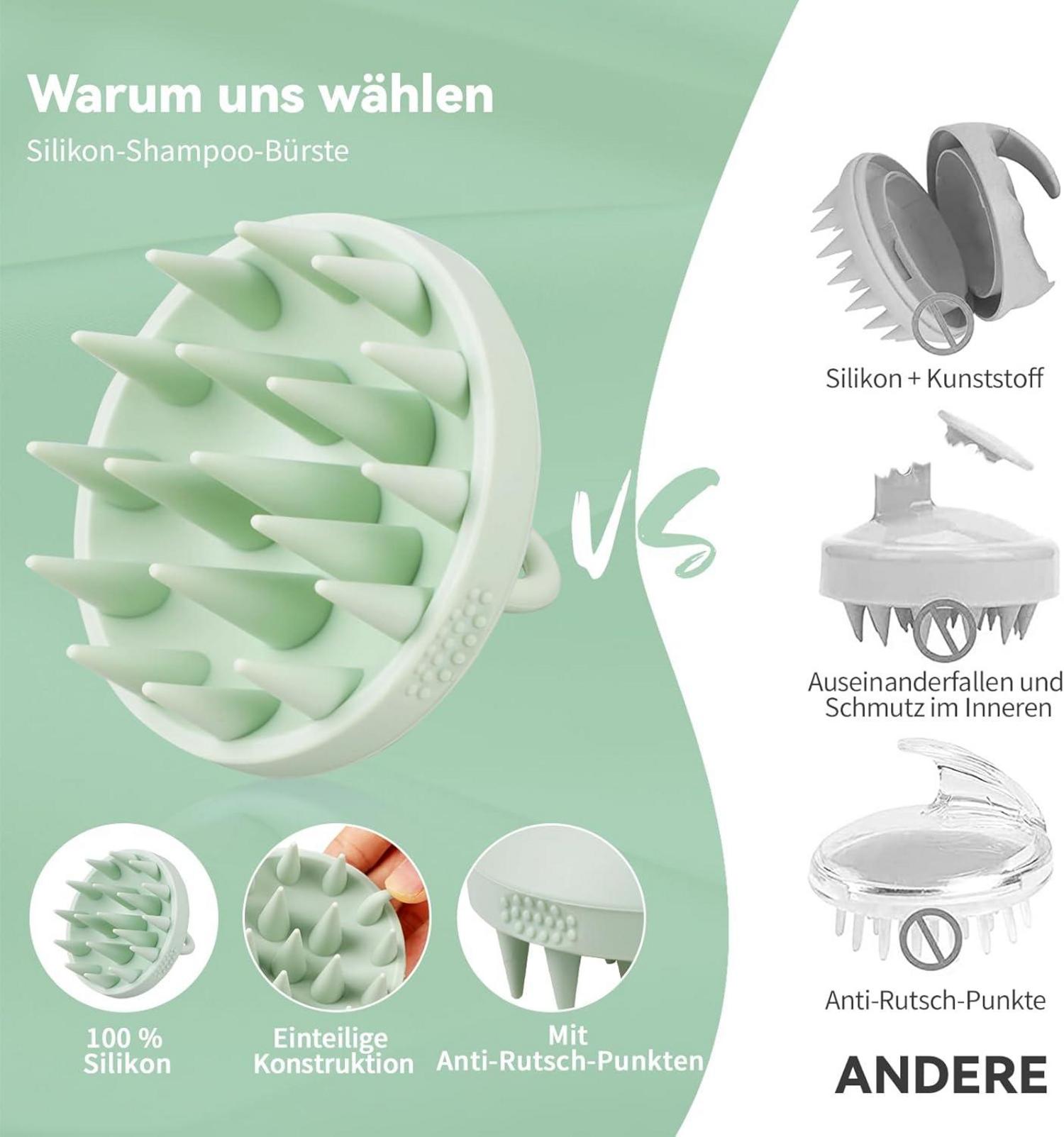 Kopfhaut Massagebürste Haarwaschbürste 100% Silikon Scalp Massager Peeling Nass&Trocken Bürste